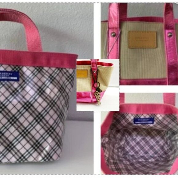 EUC Burberry Blue Label Reversable Mini Tote Bag with Bag Original Bag Charm - Picture 1 of 8